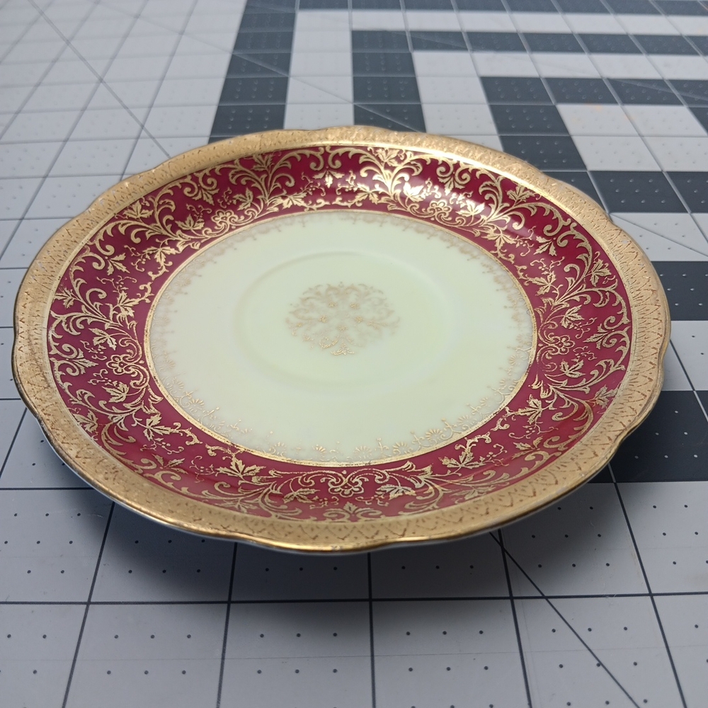 Corona Hand Painted Made In Occupied Japan Tea Saucer Plate Gold Gilded Vintage